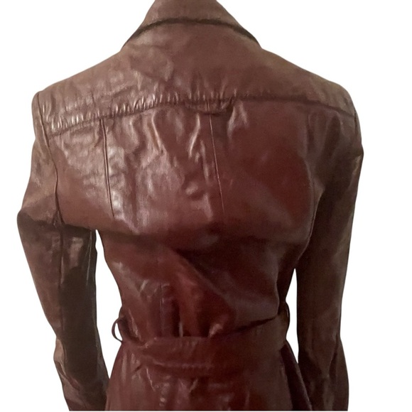 Etienne Aigner Button Down Red Belted Leather Jacket Women's Size 8 - Picture 4 of 16
